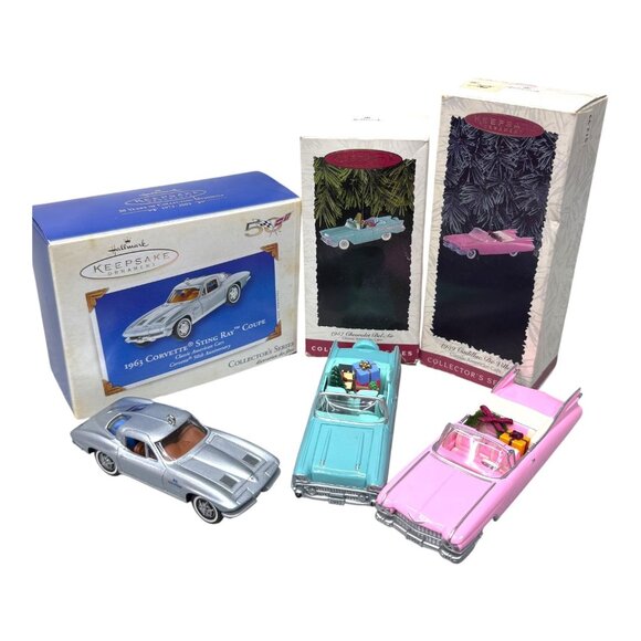 Hallmark Keepsake Classic Cars Corvette Bel Air Cadillac Lot Of 3 Vtg Die Cast - Picture 1 of 5